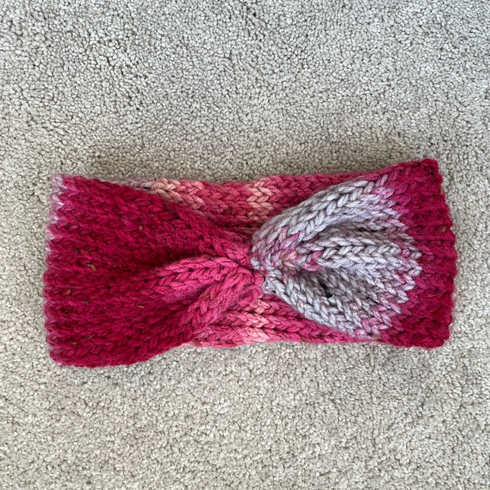 Pink/Red Multi-Colored Woman’s Bow Style Winter Knitted Headband